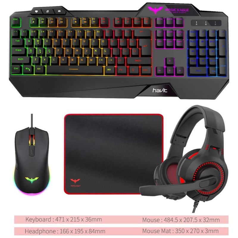 Photo 1 of HAVIT KB392L Gaming Keyboard + Mouse + Mouse Pad + Headset Combo
