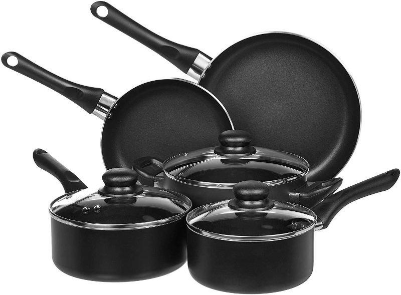 Photo 1 of Amazon Basics Non-Stick Cookware Set, Pots and Pans - 8-Piece Set