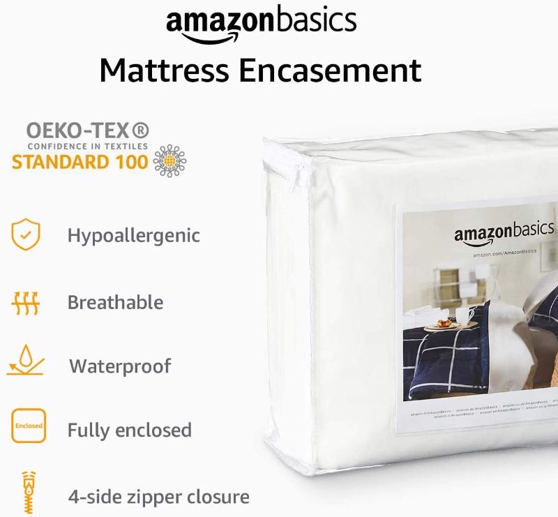 Photo 1 of Amazon Basics Fully Covered Double Waterproof Mattress Protector Standard 12   18  Deep