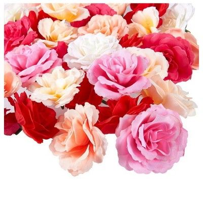 Photo 1 of Juvale Artificial Flower Heads  60Pack Fake Fabric Flowers for Wedding Decorations Baby Showers DIY Crafts Mixed Colors 27 x 27 x 16 Inches