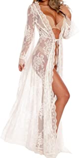 Photo 1 of Womens Sheer Lace Robe White One Size