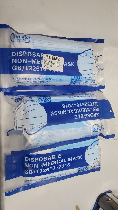 Photo 1 of 60CT DISPOSABLE FACE MASKS