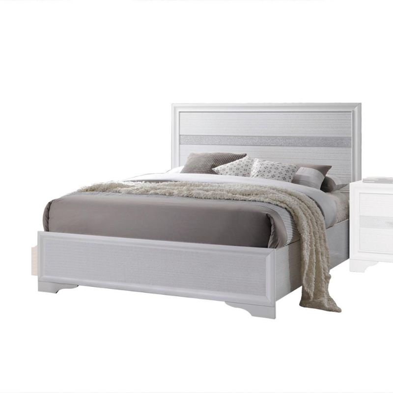 Photo 1 of Contemporary Full Size White Color Finish Bed Bedroom Furniture Panel Headboard Box 1 of 2