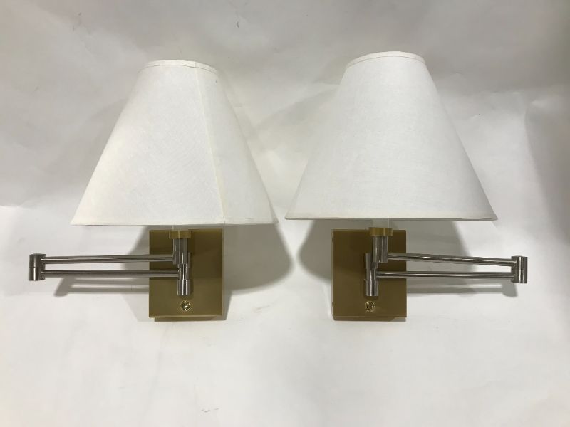 Photo 1 of Pair of Swing Arm Wall Light Fixtures Brass Coating 100w Max 120v 18 Inches