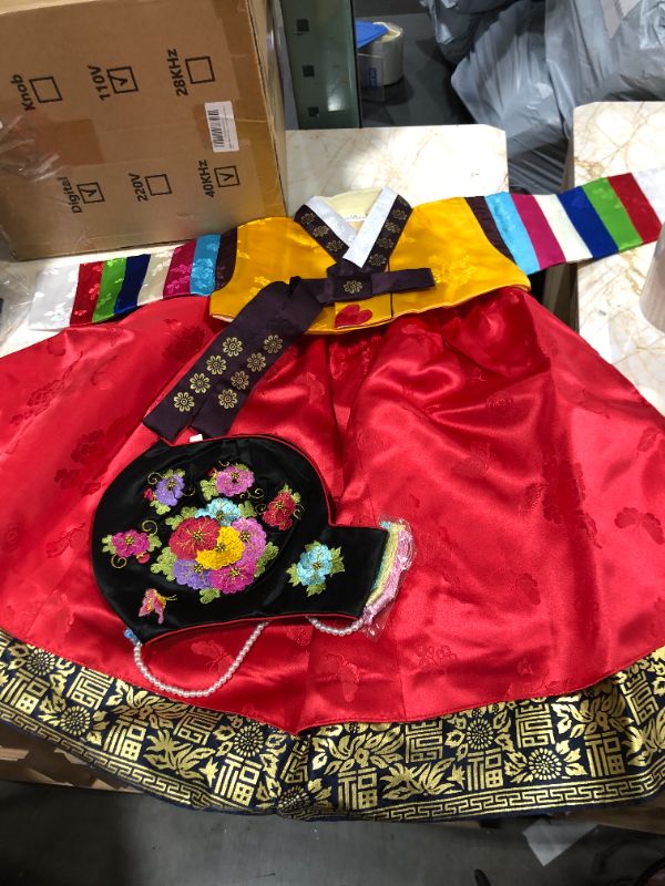 Photo 2 of Baby Hanbok First Birthday Celebration Korea Traditional Clothing Set Yellow Top Red Skirt 1 Age
