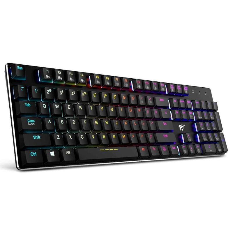 Photo 1 of HAVIT HV-KB395L Low Profile Mechanical Keyboard, 104-Key, Programmable, RGB, Kailh PG1350
