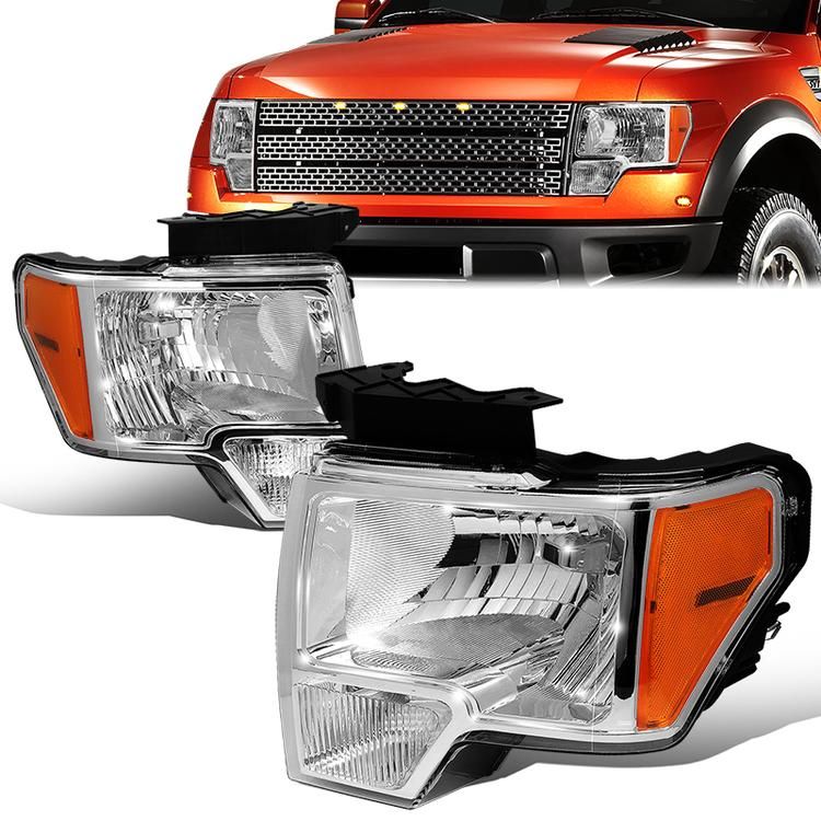 Photo 1 of 09-14 Ford F150 Headlights - Chrome Housing Amber Corner
