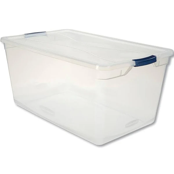 Photo 1 of (2 pack) United Solutions Plastic Latching Clever Store Container, Clear, 95 qt (bin only)