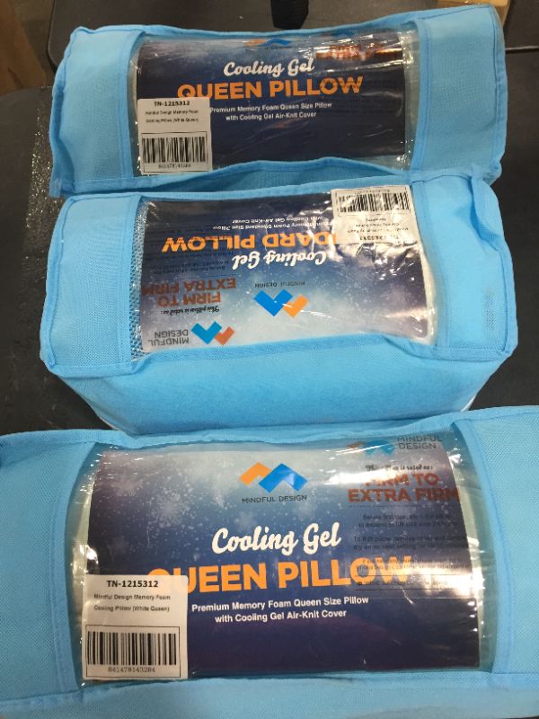 Photo 2 of (3 PACK) Mindful Design Shredded Memory Foam Pillow Extra Firm w/ Cooling Gel