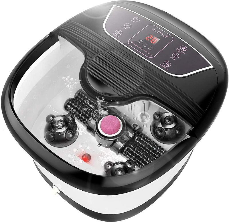 Photo 1 of Foot Spa Bath Massager with Automatic Shiatsu Massaging Rollers and Maize Roller and Heat Bubbles Multi-Mode, Auto Pedicure Stone,Temperature Control Vibration and Red Light for Home/ Office Use