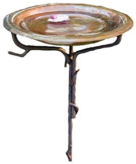 Photo 1 of Ancient Graffiti Solid Copper Birdbath with Iron Twig Stake