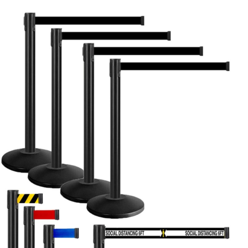 Photo 1 of 6PK of 4 Pack | Black Retractable Belt Barriers 24 Total BASE NOT INCLUDED