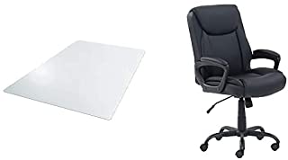 Photo 1 of Amazon Basics Vinyl Chair Mat Protector for Hard Floors 47" x 35" & Amazon Basics Classic Puresoft Padded Mid-Back Office Computer Desk Chair with Armrest - Black
