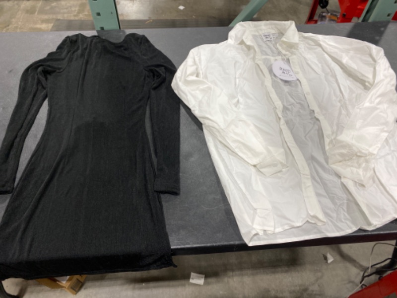 Photo 1 of 2 pack womens clothing- Sheer black dress size xxs, White button up size 2- Sold as is