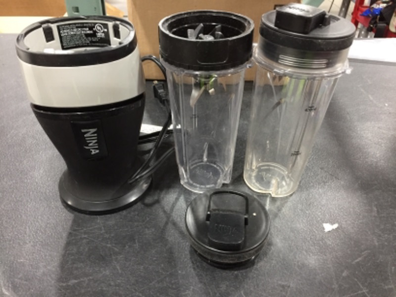Photo 1 of Ninja Personal Blender for Shakes, Smoothies, Food Prep, and Frozen Blending with 700-Watt Base and (2) 16-Ounce Cups with Spout Lids (QB3001SS)