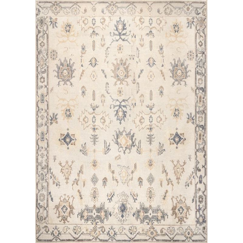 Photo 1 of August Machine Washable Tribal Light Gray 8 ft. x 10 ft. Indoor Area Rug
