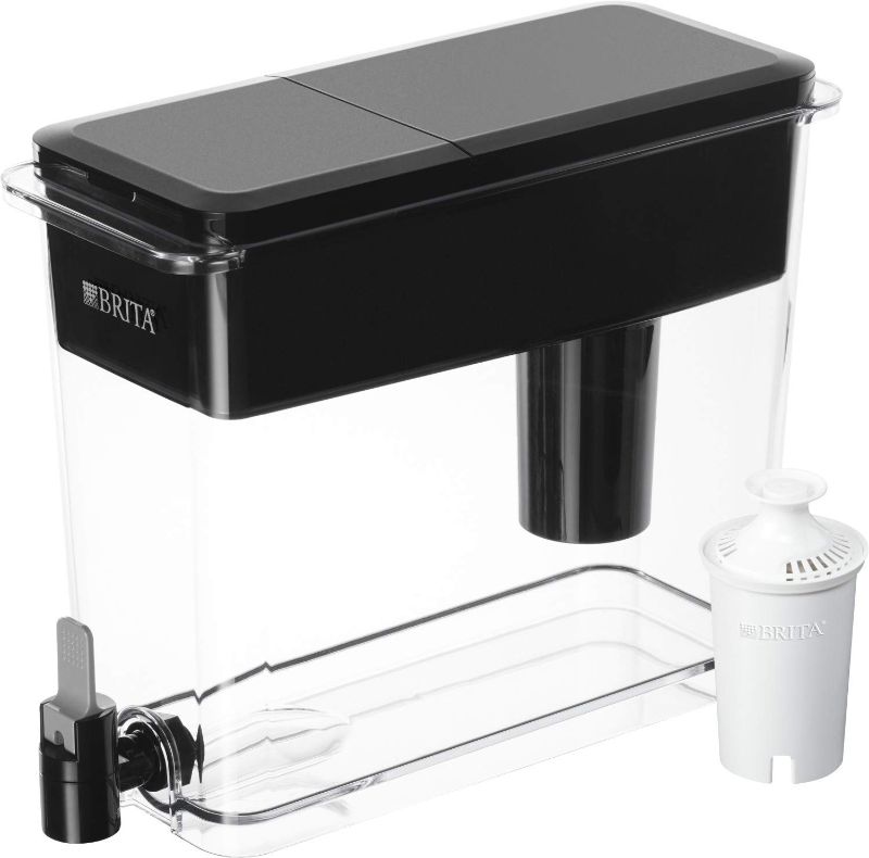 Photo 1 of Brita Extra Large 18 Cup Filtered Water Dispenser with 1 Standard Filter, Made without BPA, UltraMax, Black
