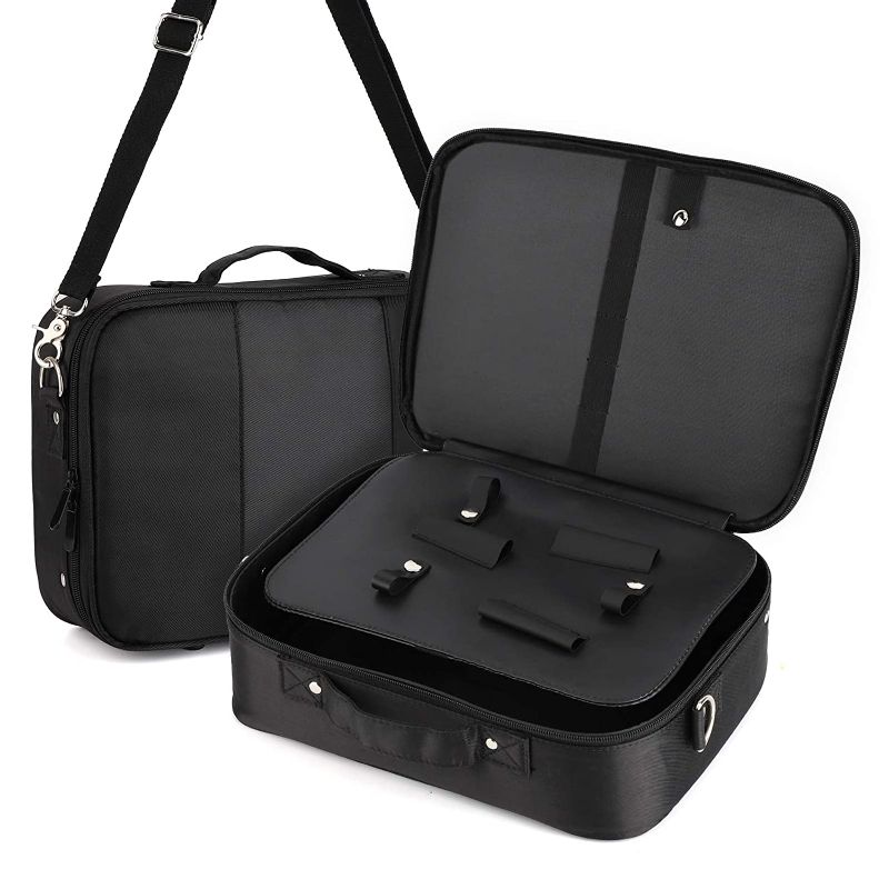 Photo 1 of Barber Kit Carrying Bag with Belt, Segbeauty 13.2 x 9.6in Large Hair Styling Canvas Travel Tool Case, Hair Cutting Thinning Grooming Storage Organizer for Dryer Clippers Shears Combs Salon Supplies
