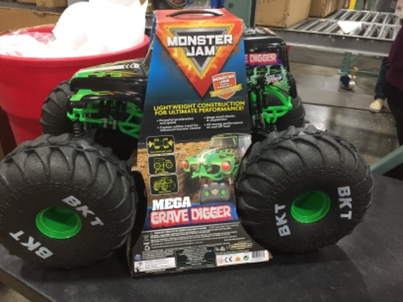 Photo 2 of Monster Jam Official Mega Grave Digger All-Terrain Remote Control Monster Truck with Lights - 1:6 Scale