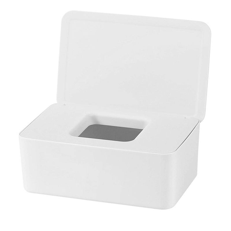 Photo 1 of DEF Wipes Dispenser Baby Wipes Case Sealed Keeps Wet Tissue Fresh Flushable Case Holders Easy Open and Close Non-Slip for Desk Office Dorm Kitchen Washroom Vanity (White)
