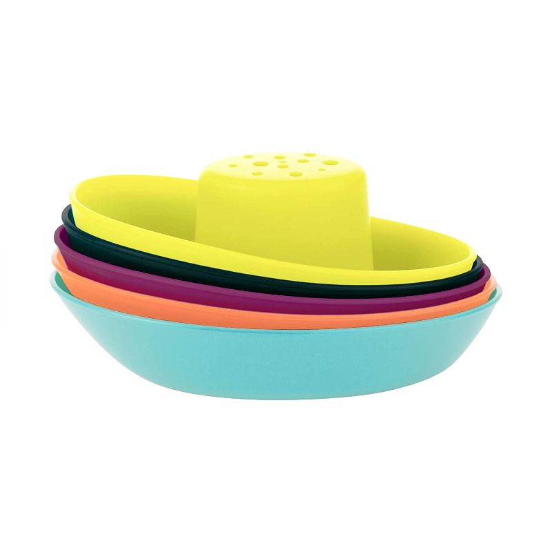 Photo 1 of Boon FLEET Toddler Bath Tub Water Stacking Boat Toy Set for Kids Aged 9 Months and Up, Multicolor (Pack of 5)
