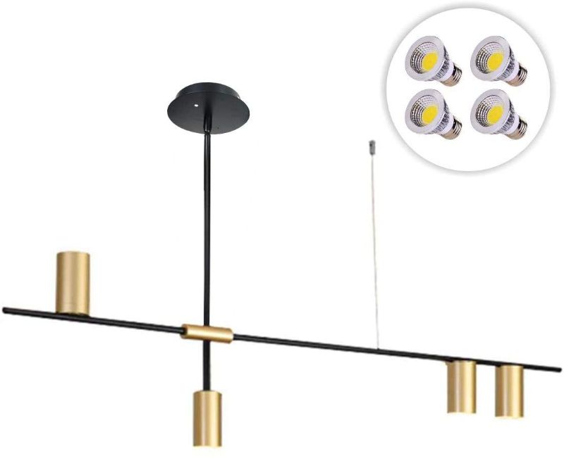 Photo 1 of BOKT Gold Modern Ceiling Spotlight Light 4-Lights Adjustable Track Lighting Kitchen Island Linear Lighting Geometric Chandelier Light Lighting with Led Bulbs Fixture for Dining Room Living Room
