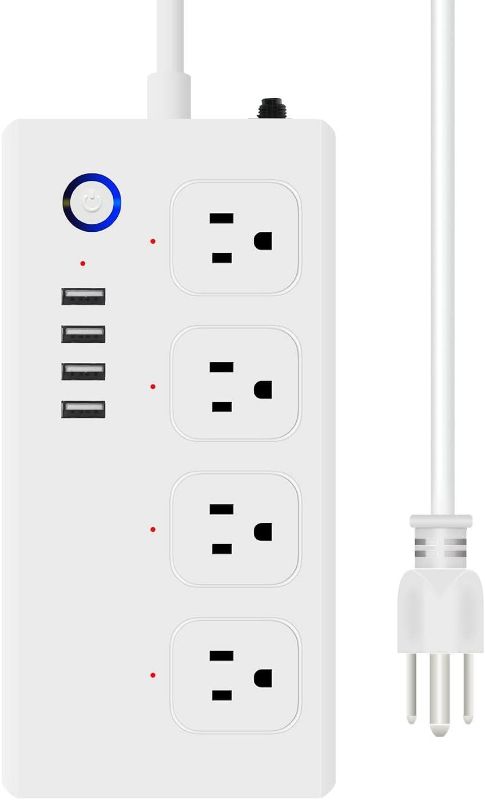 Photo 1 of Smart Power Strip, WiFi Surge Protector with 4 Individually Controlled AC outlets and 4 USB Ports, Works with Alexa & Google Home, Voice Control & Remote Control, ETL & FCC Certified, 4.9Feet, 10A