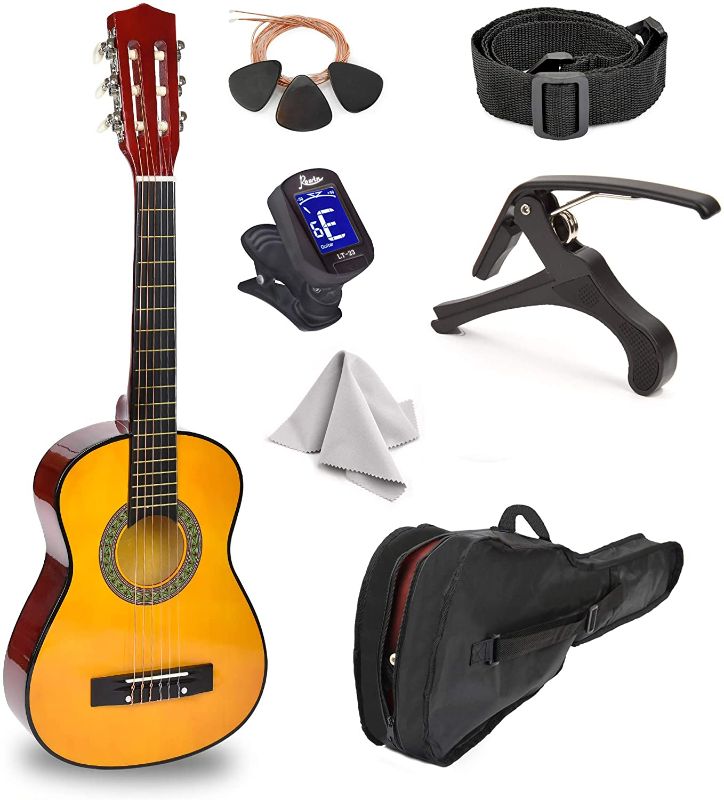 Photo 1 of 30" Wood Guitar with Case and Accessories for Kids/Girls/Boys/Beginners (Wood)