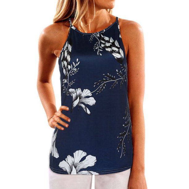 Photo 1 of Nlife Women's Floral Print Crew Neck Tank Top, Large