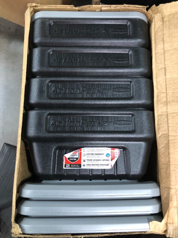 Photo 2 of Rubbermaid RMAP080000 ActionPacker 8 gal. Black Storage Tote (Case of 4)