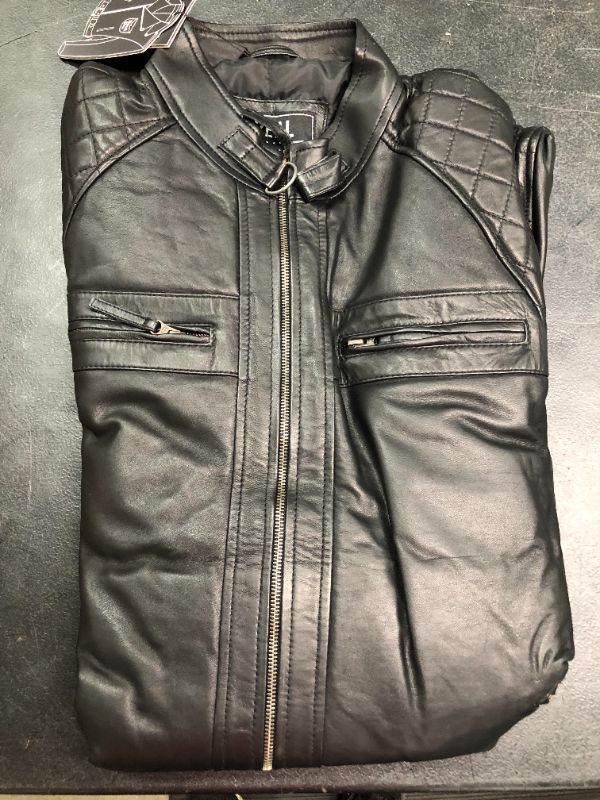 Photo 2 of Leather Jacket Men - Café Racer Motorcycle Real Lambskin Leather Biker Jacket