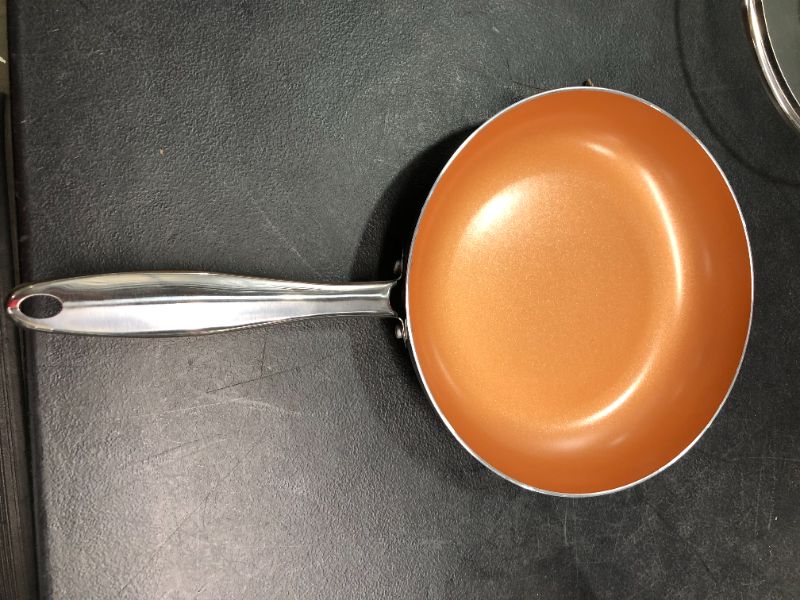 Photo 3 of MICHELANGELO 10 Inch Frying Pan with Lid, Nonstick Copper Frying Pan with Titanium Ceramic Interior, Nonstick Frying Pans, Nonstick Skillet with Lid,10 Inch Copper Pans Nonstick, Induction Compatible