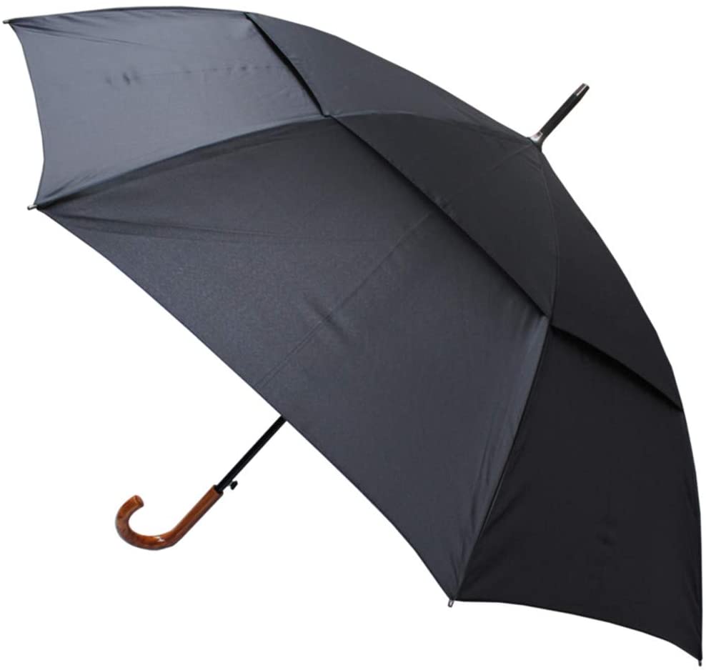 Photo 1 of COLLAR AND CUFFS LONDON - Windproof Extra Strong - StormDefender City XL Umbrella - Vented Double Canopy - Highly Engineered to Combat Inversion Damage - Auto Open - Wood Effect Hook Handle - Black