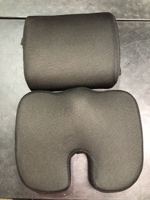 Photo 2 of Seat Cushion & Lumbar Support, Memory Foam, Black, 2-Pack