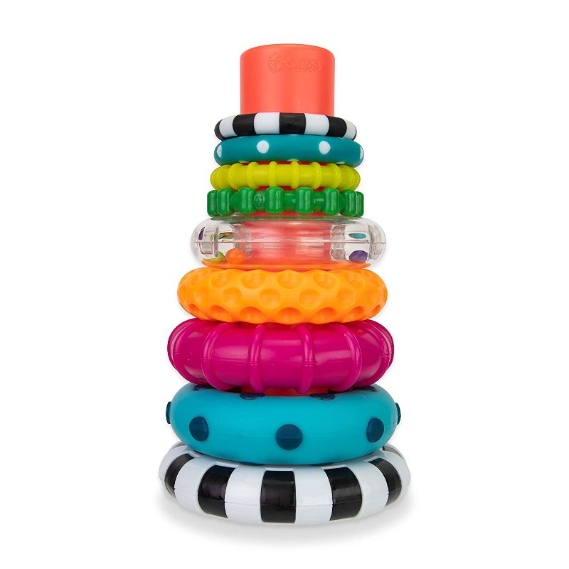 Photo 1 of Sassy Stacks of Circles Stacking Ring STEM Learning Toy, 9 Piece Set, Age 6+ Months