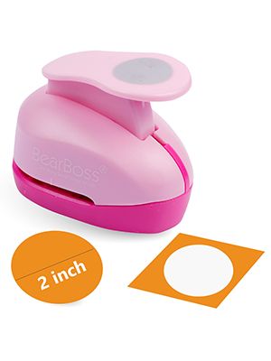 Photo 1 of BearBoss 2 Inch Circle Punch, Hole Punch Shapes, Paper Punch Set for Scrapbooking Festival Paper Greeting Card DIY Albums Photos (Pink)