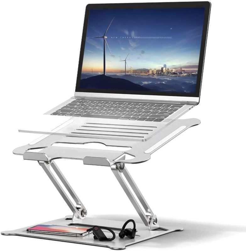 Photo 1 of Auledio Laptop Stand, Ergonomic Height Angle Adjustable Portable Laptop Riser,Compatible with MacBook, Air, Pro, Dell, HP, Lenovo, Up to 17.3", Aluminum
