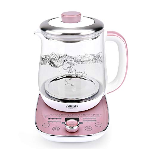 Photo 1 of Aroma Professional AWK-701 16-in-1 Nutri-Water, Green, Fruit, Flower Tea, Coffee, Multi-Use Kettle, Delay Timer, 1.5L, Pink (B07NR7ZSDN)