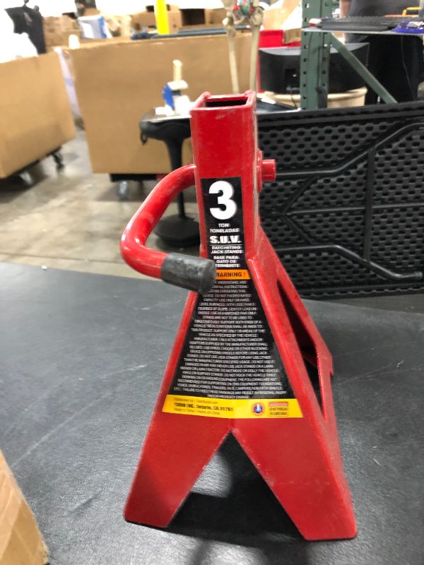 Photo 2 of BIG RED T43006 Torin Steel Jack Stands (Fits: SUVs and Extended Height Trucks): 3 Ton (6,000 lb) Capacity, Red, 1 Pair