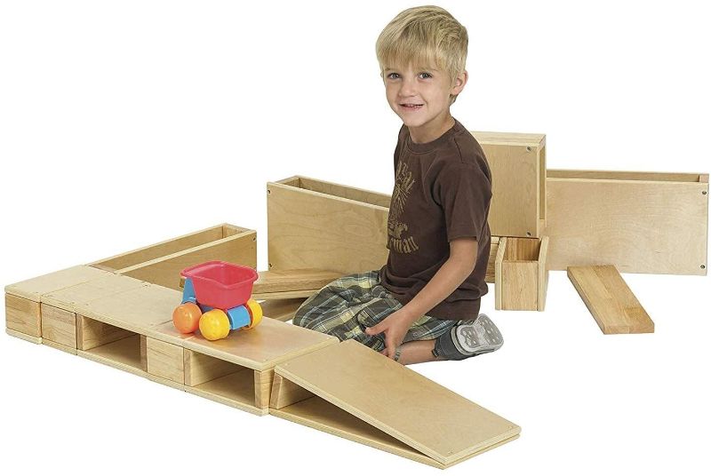 Photo 1 of ECR4Kids Over-Sized Hollow Wooden Block Set, Natural, 18-Piece