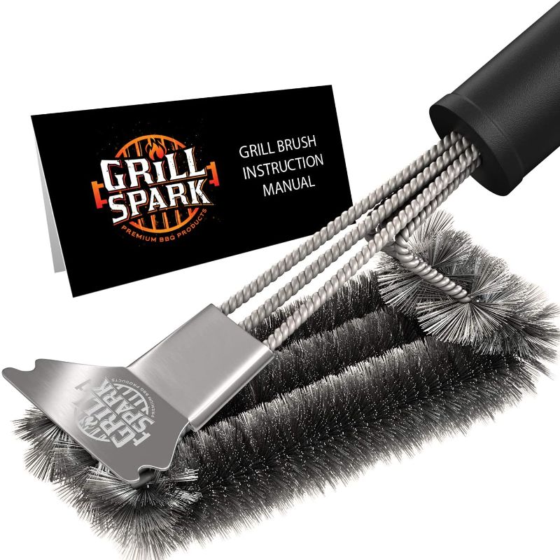 Photo 1 of BBQ Grill Brush and Scraper 18" | Stainless Steel Cleaning Brush Accessories | Best for Weber Gas, Charcoal, Porcelain, Cast Iron, All Grilling Grates by Grill Spark
