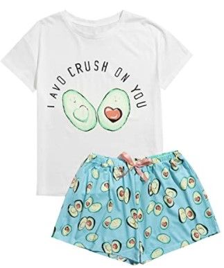 Photo 1 of DIDK Women's Cute Cartoon Print Tee and Shorts Pajama Set Large 
