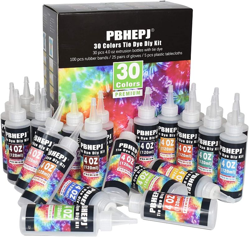 Photo 1 of 30 Colors Tie Dye DIY Kit?Textile Manual Dyeing Projects?One Step Fabric Dye kit(30 X120ml Squeeze Bottles)
