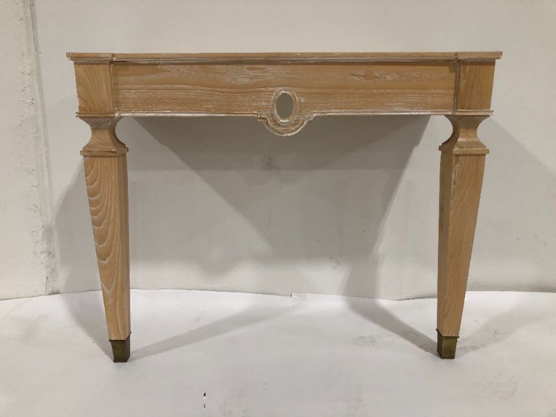 Photo 1 of 2 LEG WALL MOUNTED WOODEN TABLE HEIGHT 35 INCHES LENGTH 43 12 INCHES WIDTH 17 12 INCHES