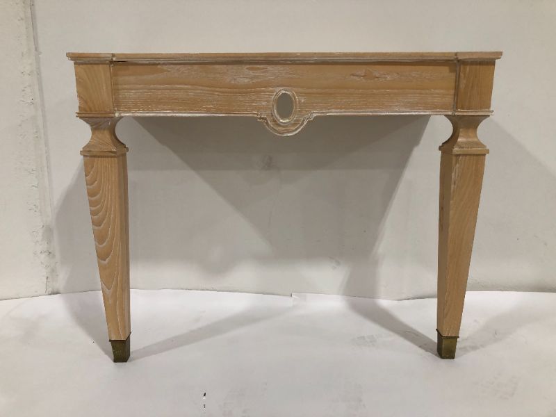 Photo 1 of 2 LEG WALL MOUNTED WOODEN TABLE HEIGHT 35 INCHES LENGTH 43 12 INCHES WIDTH 17 12 INCHES
