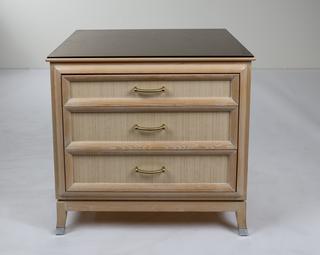 Photo 1 of 3 DRAWER NIGHT STAND WITH GLASS TOP H 28 INCH W 26 INCH L 20 INCH