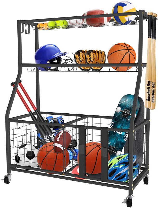 Photo 1 of Uboway Sports Equipment Storage Rack: Garage Basketball Organizer for Ball Outdoor Cart