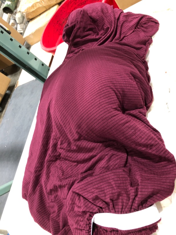 Photo 1 of CHUN YI 4 Pieces Stretch Sofa Cover for Dogs,3 Seater Settee Couch Slipcover with 3 Separate Cushion Replacement Coat,Small Checks Spandex Jacquard Fabric,Large,Dark Magenta
