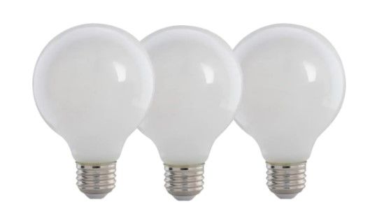 Photo 1 of 100-Watt Equivalent G25 E26 Dimmable Filament CEC 90 CRI White Glass Vanity LED Light Bulb, Bright White 3000K (3-Pack)
