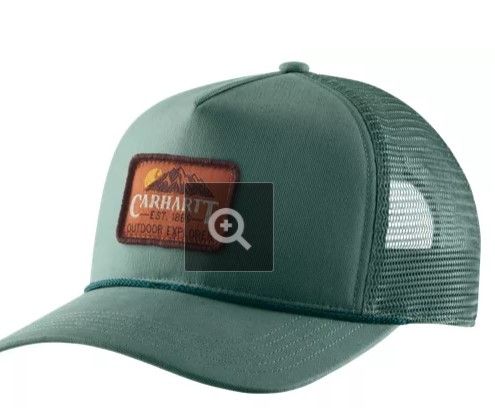 Photo 1 of Carhartt Force Canvas Mesh Back Outdoor Graphic Musk Green Cap Shallow, 